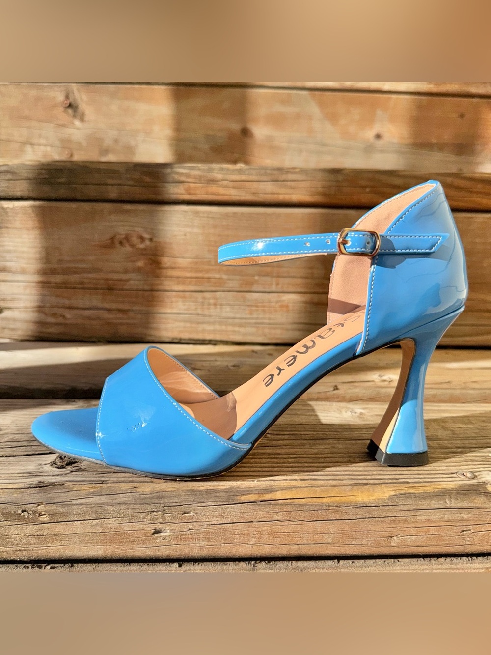 Castamere Light Blue Glossy Ankle Strap Heels | 7.5